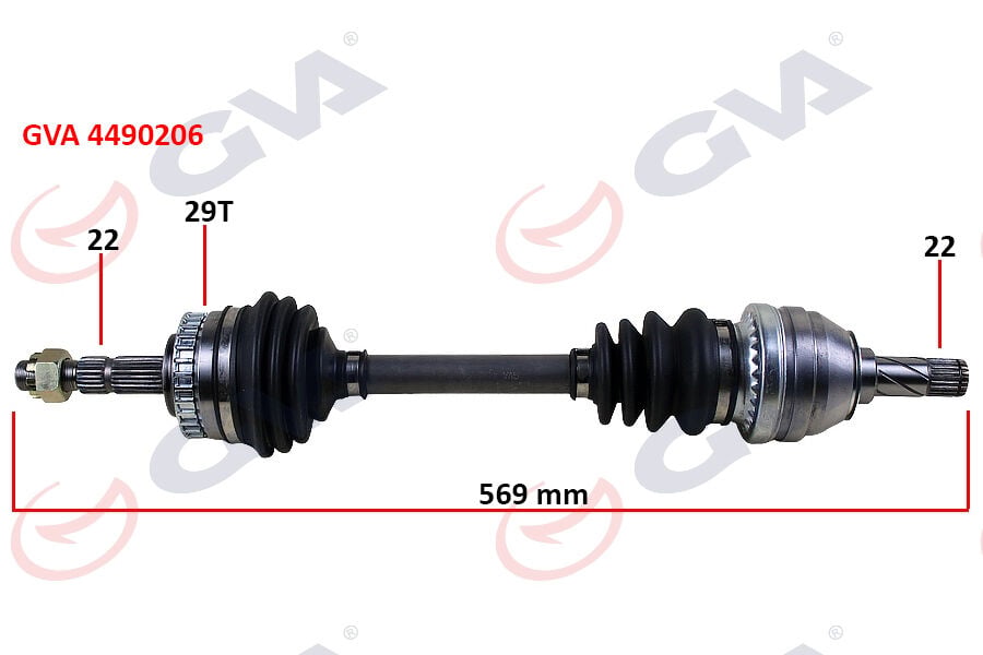 GVA 4490206 KOMPLE AKS SOL CORSA B 1.6 93-00 ABS Lİ 29 DİŞ 569mm - Görsel 1