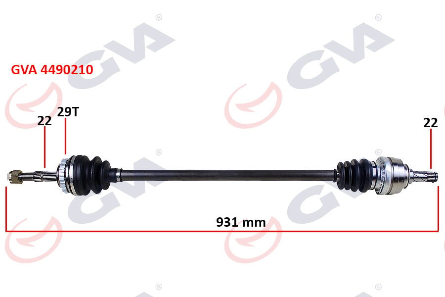 GVA 4490210 KOMPLE AKS SAĞ CORSA C-COMBO 1.2-1.4 16V 1.3 CDTI-1.7DTI 00-06 29 DİŞ ABS Lİ 931mm - Görsel 1