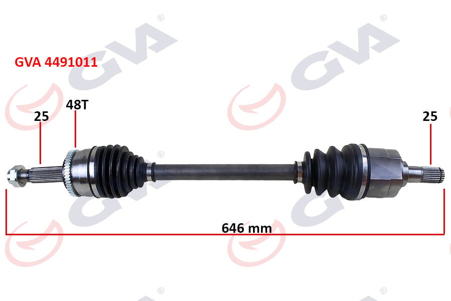 GVA 4491011 KOMPLE AKS SOL HYUNDAI ACCENT BLUE 1.4L 1.6L G4FA G4LC G4FC BENZİNLİ 10-> ABS Lİ 25X25 - ABS 48 DİŞ KOMPLE BOY 652MM - Görsel 1