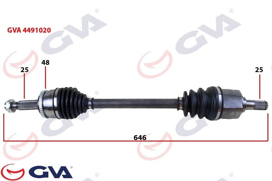 GVA 4491020 KOMPLE AKS SOL HYUNDAI İ20 1.4L D4FC CRDİ 08-15 ABS Lİ 25X27 - ABS 48 DİŞ KOMPLE BOY 646MM - Görsel 1