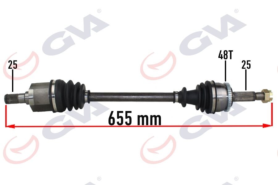 GVA 4491040 KOMPLE AKS SOL HYUNDAI İ20 1.2L G4LA 08-15 ABS Lİ 25X25 - ABS 48 DİŞ KOMPLE BOY 655MM - Görsel 1