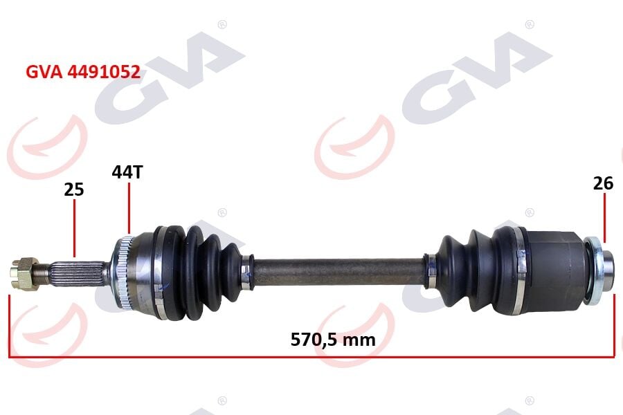 GVA 4491052 KOMPLE AKS SAĞ HYUNDAI ACCENT ADMIRE 1.5L D3EA CRDI 3 silindir 02-05 ABS li 25x 24 2 - ABS 44 diş komple boy 570mm - Görsel 1