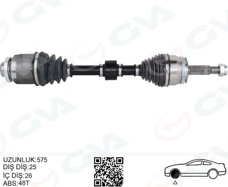 GVA 4491151 KOMPLE AKS SAĞ GETZ 1.5 CRDİ 03-09 ABS Lİ 48DİŞ 578mm - Görsel 1