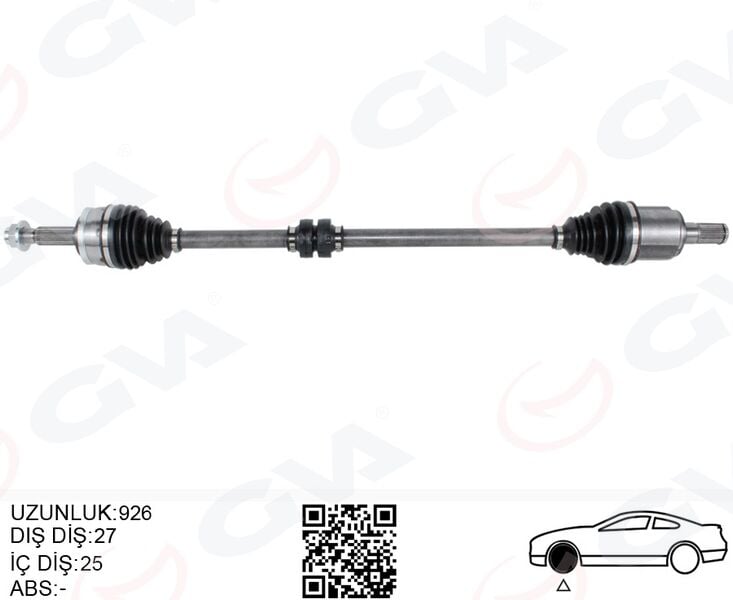 GVA 4491154 KOMPLE AKS SAĞ HYUNDAI BAYON 1.0L 1.4L G3LE G4LC 21-> 25x27 komple boy 926mm - Görsel 1