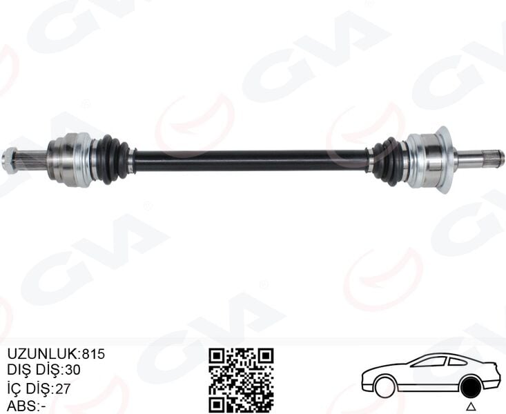 GVA 4499203 KOMPLE AKS ARKA SAG BMW N20 F10 F12 F13 F06 814MM DİŞ 30 DİFERANSİYEL DİŞ 27 - Görsel 1