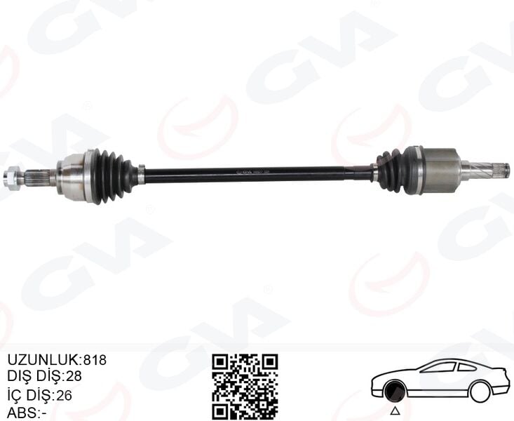 GVA 4499217 KOMPLE AKS ARKA SAĞ/SOL FREELANDER 2 L359 2.0 Si4 2.2TD4 06<14 820MM DİŞ 28 DİFERANSİYEL DİŞ 26 - Görsel 1