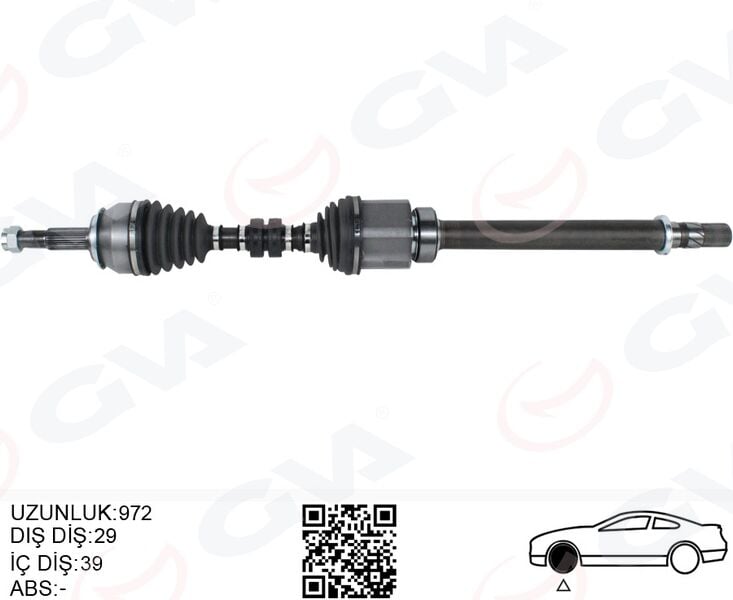 GVA 4499908 KOMPLE AKS SAĞ NISSAN QASHQAI 1.6L R9M DCI Manuel vites J11 14-> 29x39 komple boy 972mm - Görsel 1