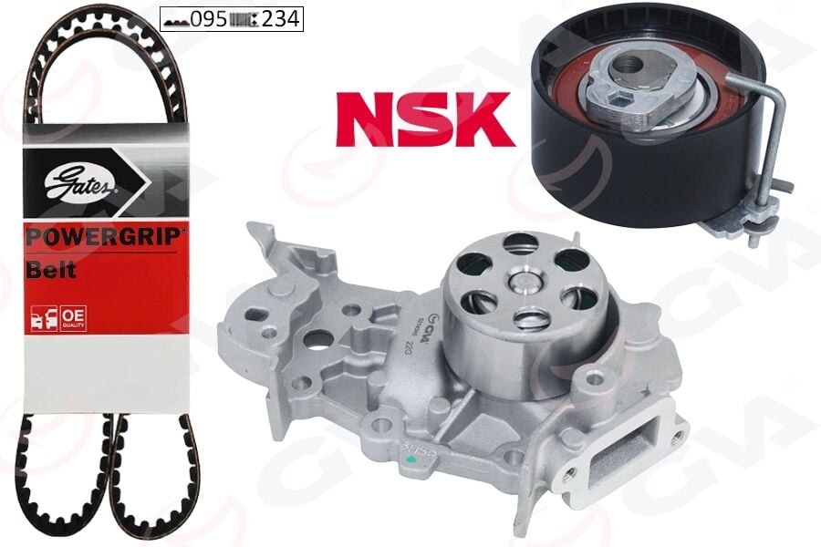 GVA 59WPK1425G DEVİRDAİMLİ EKSANTRİK GERGİ KİTİ 095x234 RENAULT CLIO II 98>05 CLIO III 05>12 CLIO IV 12>19 - Görsel 1
