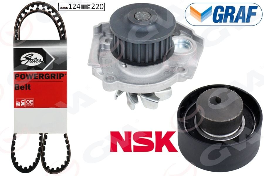 GVA 59WPK2915 DEVİRDAİMLİ EKSANTRİK GERGİ KİTİ 124x220 BRAVA 1.2 16V-BRAVO I-II 1.2 -1.4 EGEA-DOBLO 1.4-LINEA 1. 2 -MAREA-PALIO 1.2 - Görsel 1