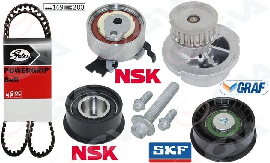 GVA 59WPK9003-2 DEVİRDAİMLİ EKSANTRİK GERGİ KİTİ ASTRA F-CORSA B-VECTRA B 1.4i-1.6i-1.8i 16V X14XE-X16XEL-X18XE - Görsel 1