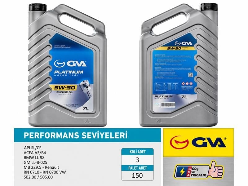 GVA 9921126 MOTOR YAĞI 5W30 7 LT PLATINUM TAM SENTETİK API SL/CF - Görsel 1
