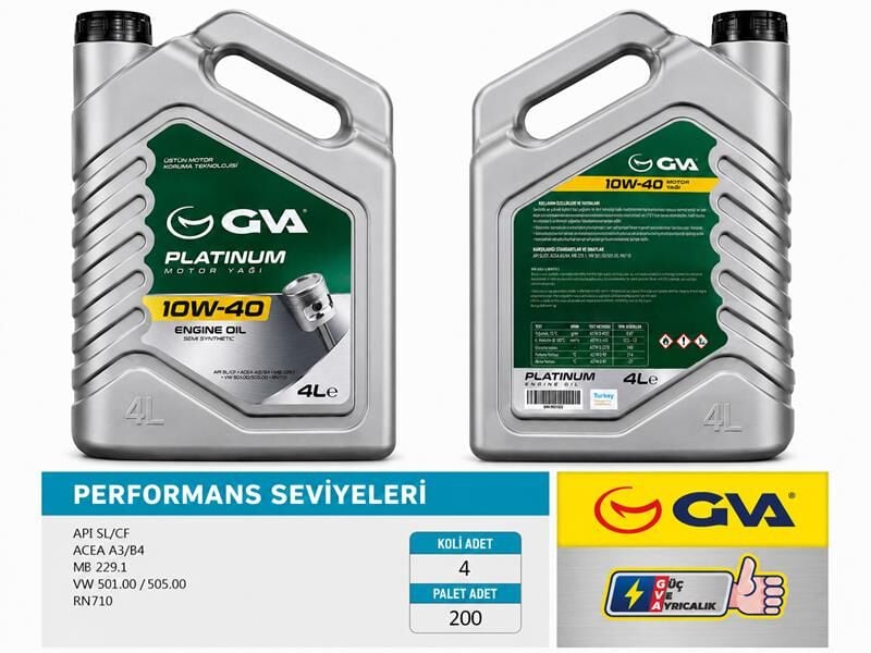 GVA 9921322 MOTOR YAĞI 10W40 4 LT PLATINUM YARI SENTETİK API SL/CF - Görsel 1