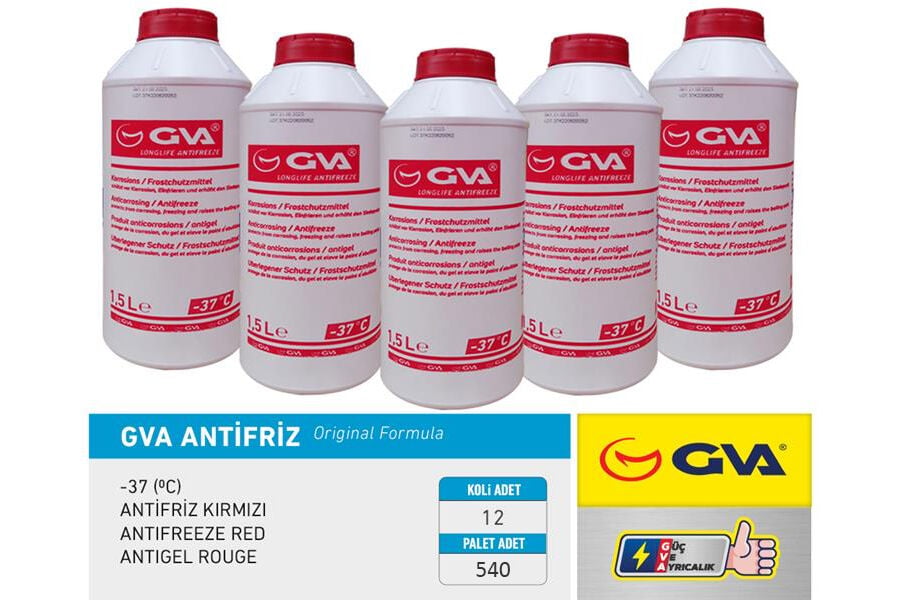 GVA 9930122 ANTİFRİZ 1.5 LT -37 C KIRMIZI LONG LİFE Koli 12 Ad ORGANIK - Görsel 1