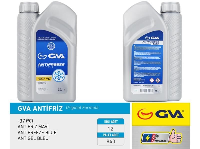 GVA 9930221 ANTİFRİZ 1 LT -37 C MAVİ Koli 12 Ad - Görsel 1
