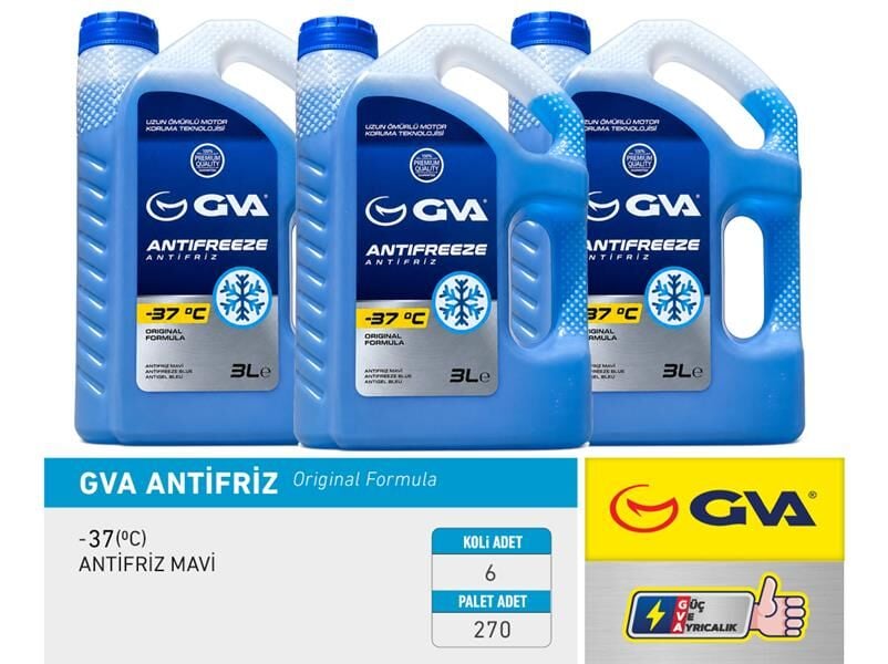 GVA 9930223 ANTİFRİZ 3 LT -37 C MAVİ Koli 6 Ad - Görsel 1
