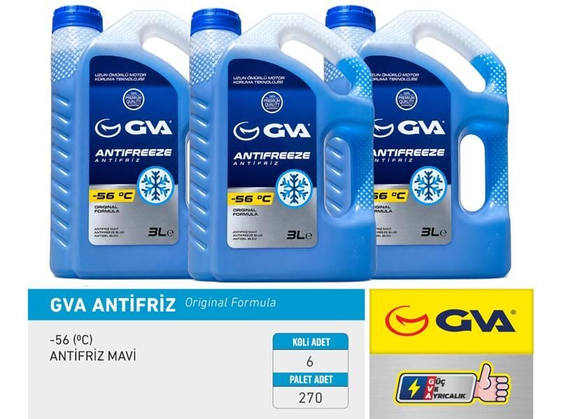 GVA 9930233 ANTİFRİZ 3 LT -56 C MAVİ Koli 6 Ad - Görsel 1