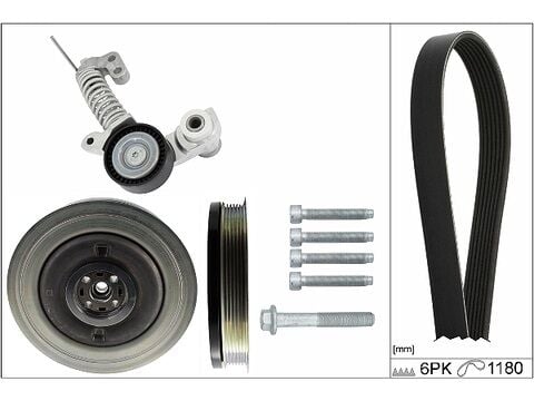 INA 529037420 ALTERNATÖR GERGİ RULMANI VOLVO S60 D4 D5 15 > S80 D4 S90 V40 V6 0V70 V90 XC40 XC60 XC70 XC90 DİZE L ARAÇLAR İÇİN 6PK 1180 KAYIŞ KRANK KASNAĞI 31401195 GERGİ İLE BERABER - Görsel 1