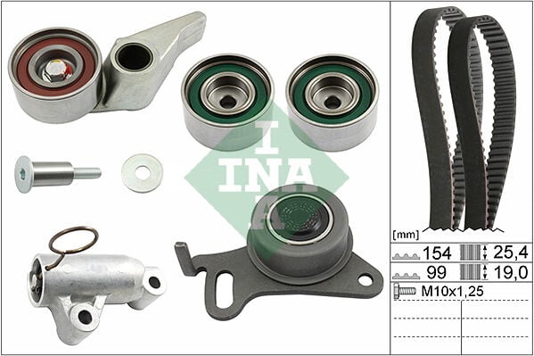 INA 530059410 TRİGER KAYIŞ SETİ EKSANTRİK SETİ MITSUBISHI L200 2.5L 4D56T DI-D CR 4X2 4X4 KA4T KB4T 07-14 2 KA YIŞ 4 RULMAN 1 GERGİ 154x254 099x190 - Görsel 1