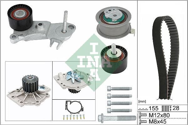 INA 530076230 TRIGER SETI KİT DEVİRDAİMLI VOLVO S60 13>15> S80 -S90 II 16> V40 V60 V90 16> XC60 13>XC90 14> V70 III 15> - Görsel 1