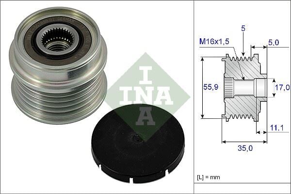 INA 535000510 ALTERNATÖR KASNAĞI PASSAT-A4-A6 1.6-1.8T BENZİN -1.9 TDI AFN-ALZ-ALT-AVF-AWT - Görsel 1