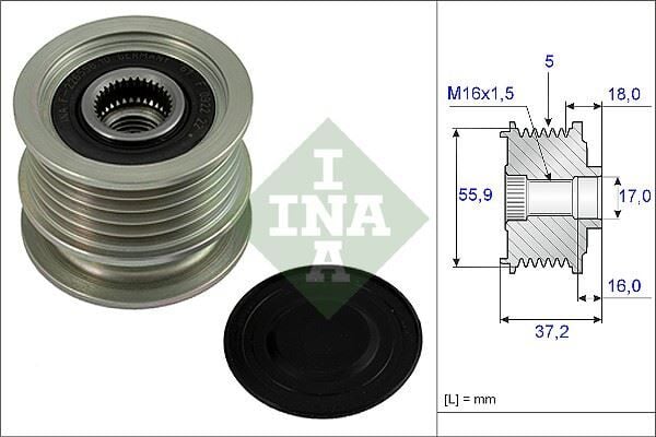 INA 535000910 ALTERNATÖR GERGİ RULMANI ALTERNATÖR KASNAĞI POLO-FELICIA-IBIZA 1.7 SDI - 1.9 D AEF-AKU - Görsel 1