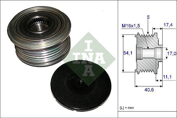 INA 535008910 ALTERNATÖR KASNAĞI RULMANLI CLIO II-III-MODUS 1.5 DCİ 04 > 8200360480 Alternatör İçin - Görsel 1