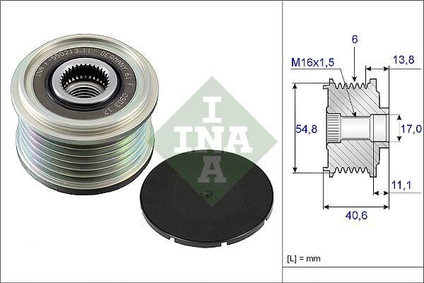 INA 535010210 ALTERNATÖR KASNAĞI RULMANLI CLIO III-KNG-MGN II-MODUS-SCENIC-TWNG-NOTE-MICRA-QASHQAI 1.5 DCİ - Görsel 1