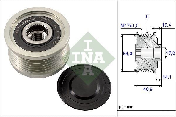 INA 535011210 ALTERNATÖR KASNAĞI FIAT BRAVO II 06> DOBLO III 10> LİNEA 09> PUNTO 05> STILO 04>07 DUCATO 11> 1.6D MJET 1.9D MJET 2.0D MJET 6 KANAL - Görsel 1