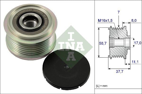 INA 535012810 ALTERNATÖR GERGİ KASNAĞI FORD TRANSIT 2.2 155PS 11 > RANGER TKE 2.2 155PS 12 > CUSTOM V362 12 > DT244 DEFENDER L316 TOYOTA HILUX 7 ALT.NO BOSCH 0121615003 - Görsel 1