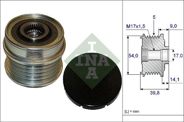 INA 535017110 ALTERNATÖR KASNAĞI RULMANLI BRAVO-DOBLO-LINEA-PUNTO-500-500C-L-X-COMBO-GIULIETTA-MITO 1.4 - Görsel 1