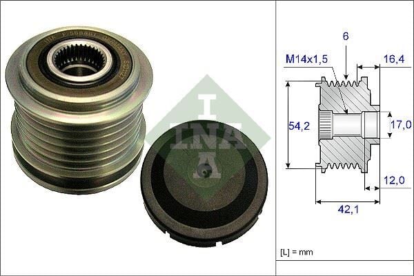 INA 535018110 ALTERNATÖR KASNAĞI RULMANLI C MAX-FOCUS FOCUS II-FUSION-KUGA I-VOLVO C30-S40-V50 1.6-2.0 GIULIETTA 10> 500L 12> DOBLO 10> DUCATO 11> FREEMONT 11> RENEGADE 14> 1.6D MJET 2.0D MJET GRAND CHEROKEE IV 1 - Görsel 1
