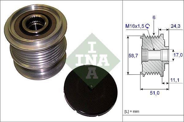 INA 535020010 ALTERNATÖR KASNAĞI VOLVO S60 10 > S80 10 > V60 10 > V70 09 > XC60 08-17 MONDEO SMAX - Görsel 1