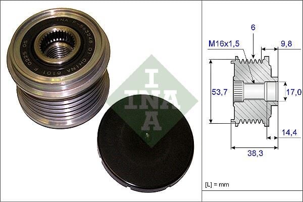 INA 535020310 ALTERNATÖR KASNAĞI RULMANLI ASTRA J-CORSA D-INSIGNIA-MERIVA B-ZAFIRA 09 > 6 KANAL - Görsel 1