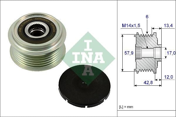 INA 535024010 ALTERNATÖR KASNAĞI TOYOTA AURIS COROLLA 1.4L 1NDTV D-4D dizel NDE150 6 vites 10-12 / URBAN CRUISER 1.4L 1NDTV D-4D NLP115 6 vites 09-14 - Görsel 1