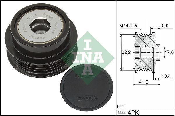 INA 535033810 ALTERNATÖR KASNAĞI TOYOTA AURIS COROLLA 1.33L 1NR-FE NRE180 6 vites 13-18 / YARIS 1.33L 1NR-FE NSP 130 12-17 - Görsel 1