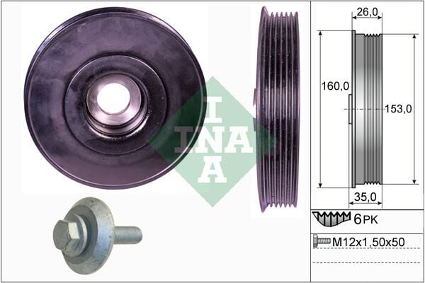 INA 544007920 KRANK KASNAĞI P107-207-P307-P308-P406-P407-PARTNER-BERLINGO-C1-C2-C3-C4-XSARA-FOCUS II-FIESTA 02> 1.4-1.6 HDI-TDCI VOLVO C30 06>12 1.6D S40 II 05>12 1.6D V50 05>12 1.6D MAZDA II 1.4CD III 1.6DI - Görsel 1