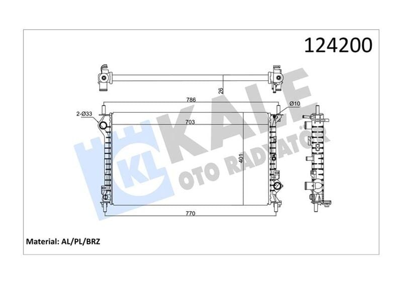 KALE 0224291AB MOTOR SU RADYATORU CONNECT 1.8TDCI 75PS 90PS 110PS 02>KLIMALI 1 SIRA ALB - Görsel 1