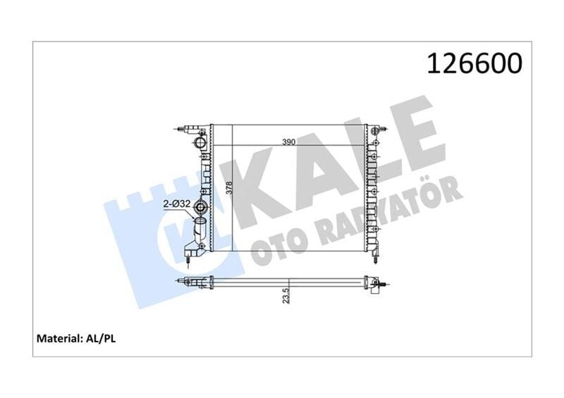 KALE 0527272AL RADYATÖR CLIO 91-98 R19 94-95 1.2-1.4 E7F.7.06 MEK AC 390x377.5x23. 2 SIRA AL PL SİSTEM - Görsel 1