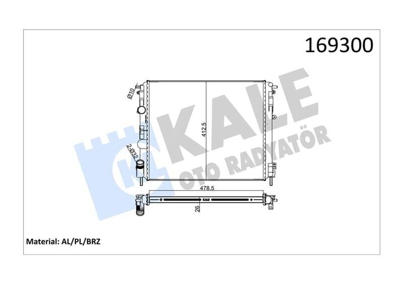 KALE 0528321AB RADYATÖR CLIO II-KNG -LOGAN-SOLENZA-1.5DCİ-1.4-1.6 16V-1.9DTI AC MEK 480x414.5x34 1 SIRA ALB - Görsel 1