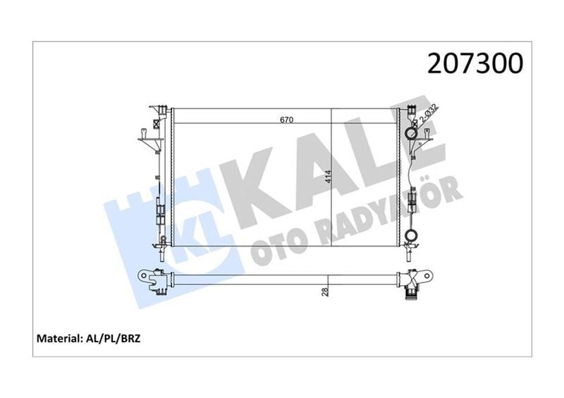 KALE 0529302AL RADYATÖR LGN II 1.6-1.8-2.0-1.9 DCI AC MEK OTOM 670x399x26 2 SIRA AL SİSTEM - Görsel 1