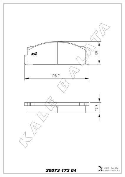 KALE 20073 173 04 ANS KD13 ÖN BALATA M131 DKŞ-S-SL-SLX-M124-SERÇE - Görsel 1