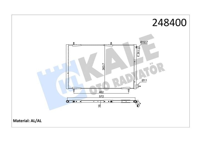KALE 200ABC040 KLİMA RADYATÖRÜ KONDENSER PEUGEOT P206 98>09 1.1-1.4-1.6-2.0-1.4HDI-1.6HDI AL/BRZ - Görsel 1