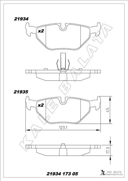 KALE 21934 173 05 MSH KD11 FREN BALATASI ARKA BMW E30 E36 E46 E85 E86 - Görsel 1