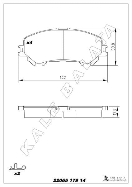 KALE 22065 179 14 ANS KD11 ÖN BALATA RENAULT KADJAR 15> KOLEOS II 15> NISSAN QASHQAI J11 13> X TRAIL III 14> - Görsel 1