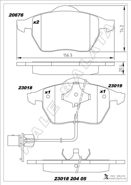 KALE 23018 204 05 ANS KD13 ÖN BALATA FİŞLİ BÜYÜK TİP PASSAT-A4-A6 97-04 GDB1307 - Görsel 1