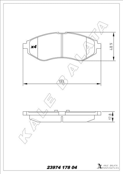 KALE 23974 178 04 ANS KD13 ÖN FREN BALATASI CHEVROLET AVEO 05> KALOS 02> - Görsel 1