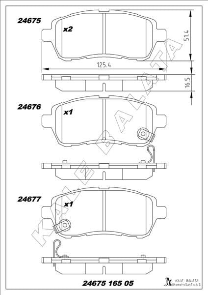 KALE 24675 165 05 ANS KD13 ÖN BALATA FIESTA VI 1.4-1.4TDCİ 1.6 TDCI 08 >SWIFT 10 > JUSTY 07 > MAZDA II 07 > SIRION 08 > - Görsel 1