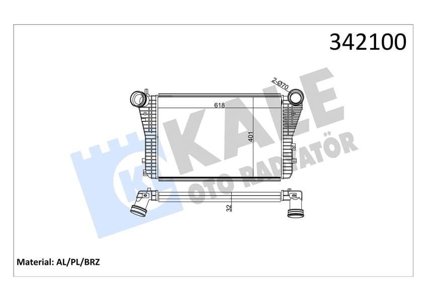 KALE 342100 TURBO RADYATÖRÜ INTERCOOLER CADDY-GOLF V-JETTA-A3-LEON-OCTAVIA 1.8-1.9-2.0TDI-TFSI 615X406.6X32 - Görsel 1