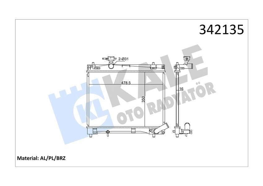 KALE 342135 RADYATÖR TOYOTA VERSO S-YARİS AL-PL-BRZ - Görsel 1