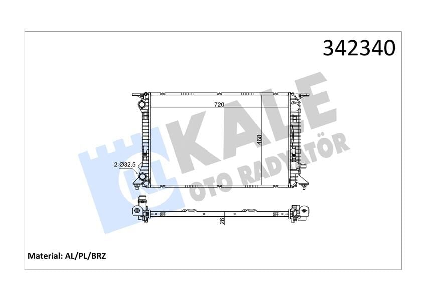 KALE 342340 RADYATÖR AUDI AUDI A4-A5-A6-Q3-Q5 AL-PL-BRZ - Görsel 1